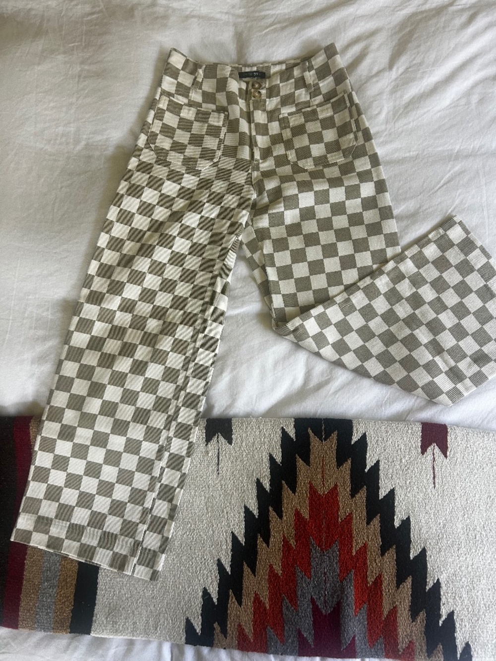 papermoon high waisted checkered crop pant
